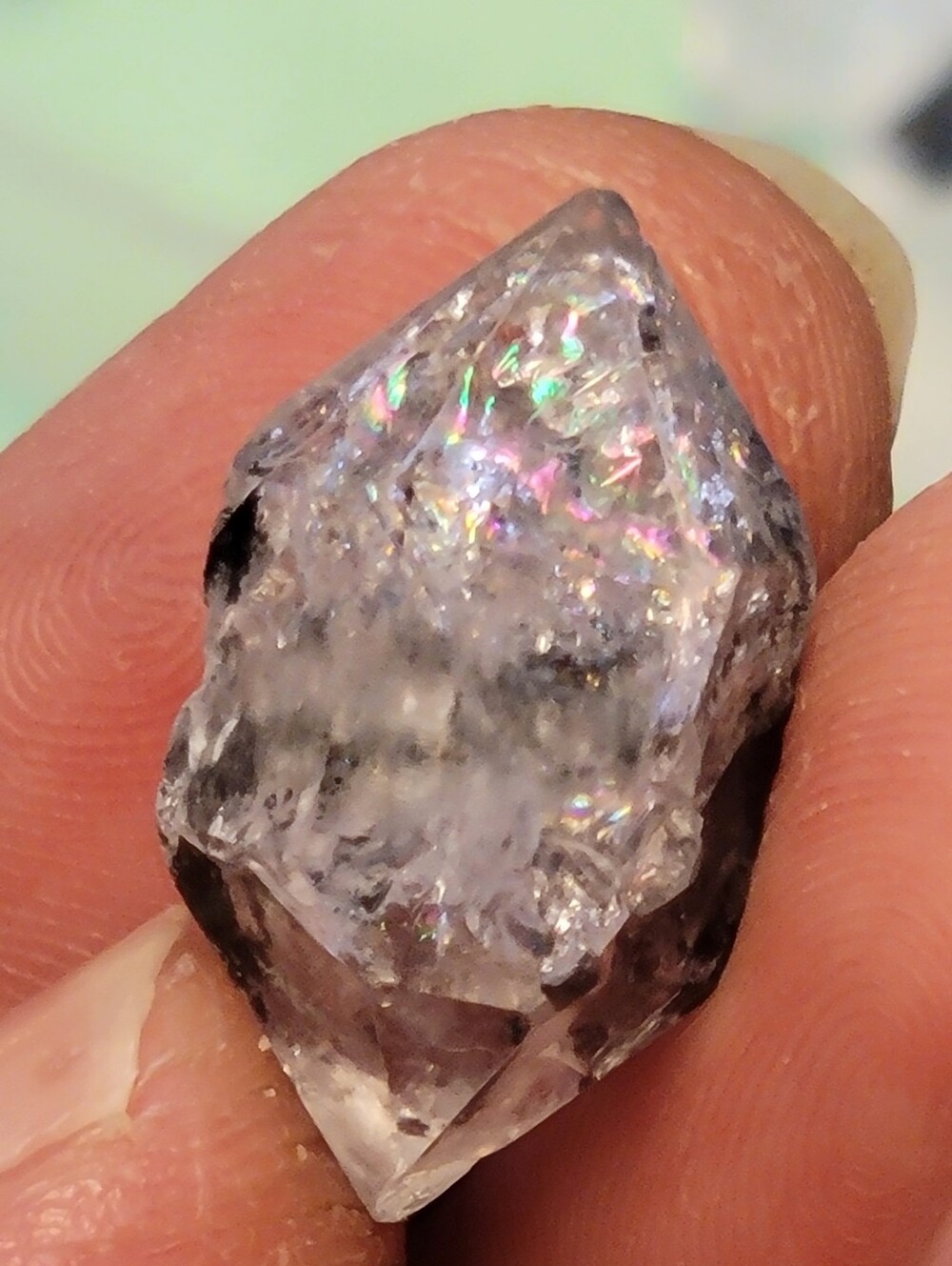 🌈 20.95ctw Herkimer Diamond Crystal Double Terminated Rainbow Inclusions - Picture 2 of 6